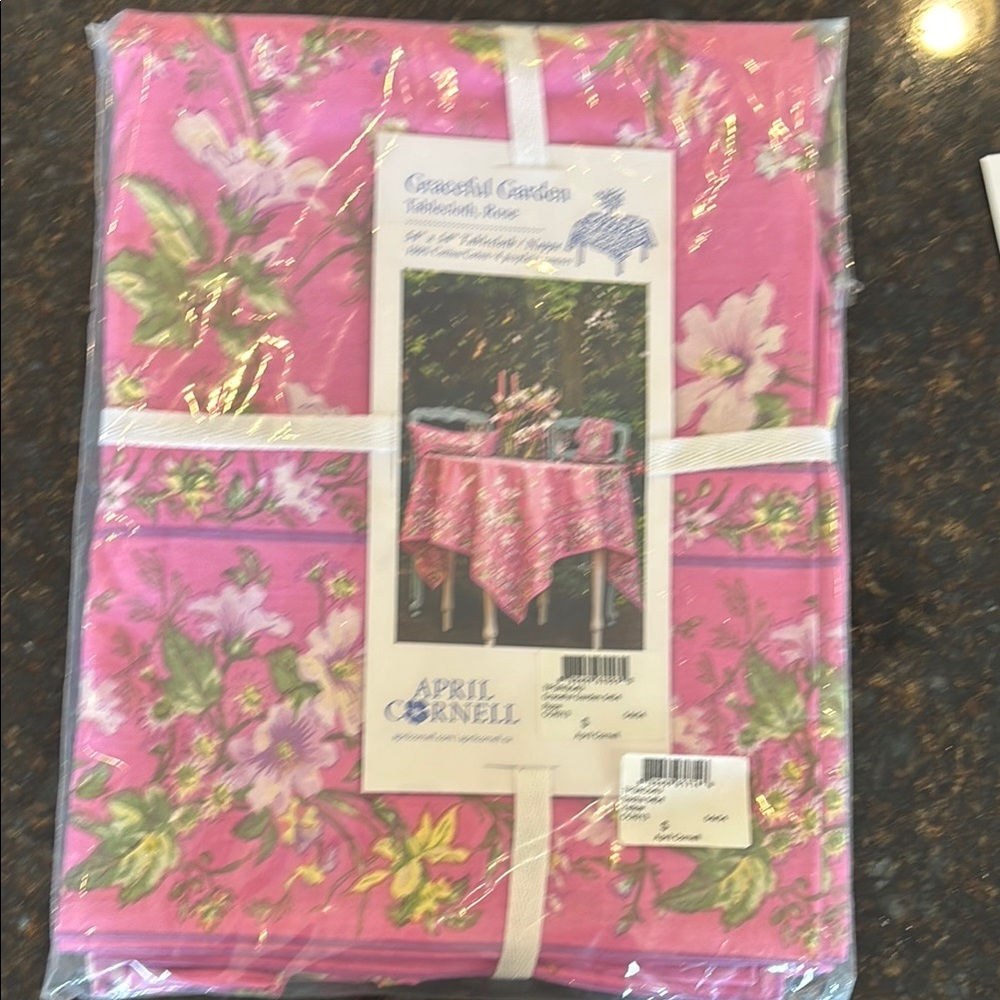 April Cornell Pink and Green Floral Tablecloth